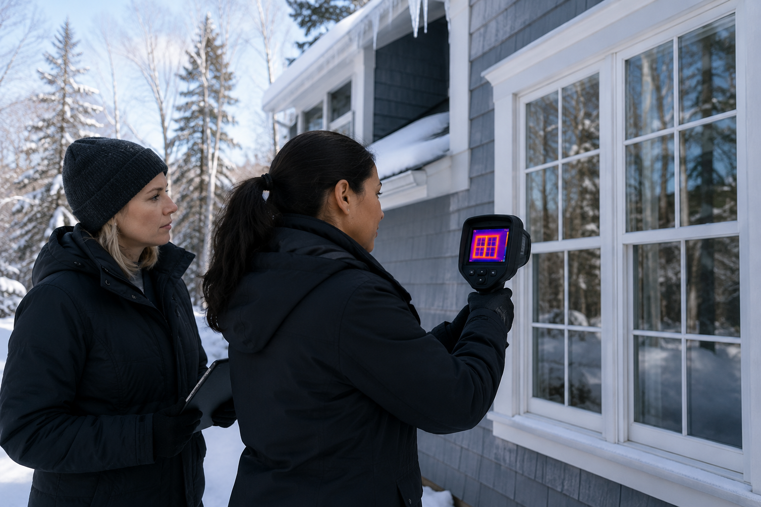 Expert property managers in my area performing a seasonal inspection on a New England rental property