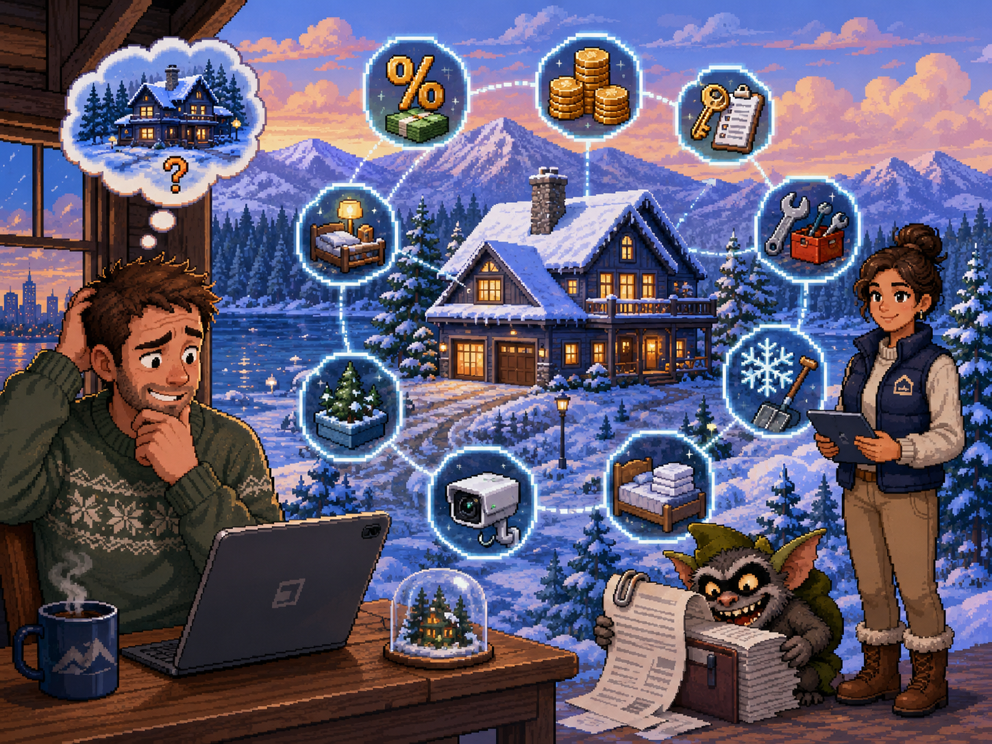 Vacation home owner reviewing a pricing guide to learn how do property management companies charge in New Hampshire